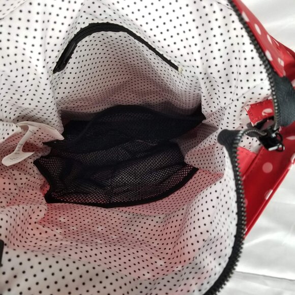 JuJuBe Black Ruby Be Sporty Backpack Red Polka Dot Messenger Strap Change Pad - Picture 4 of 16